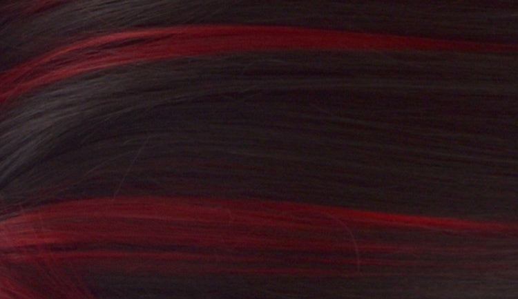 Hearts Q Black Highlights Red Long Straight Synthetic Wig