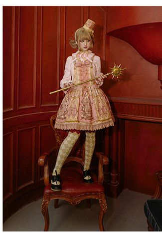 Pink Nutcracker Fantasy Night Print Big Bow Ruffle Trim Overall Dress