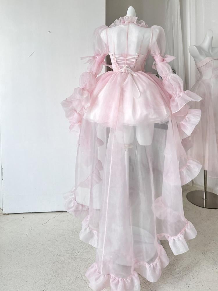 Light Pink Ombre Basque Waist Ballet Corset Dress Princess Birthday Dress