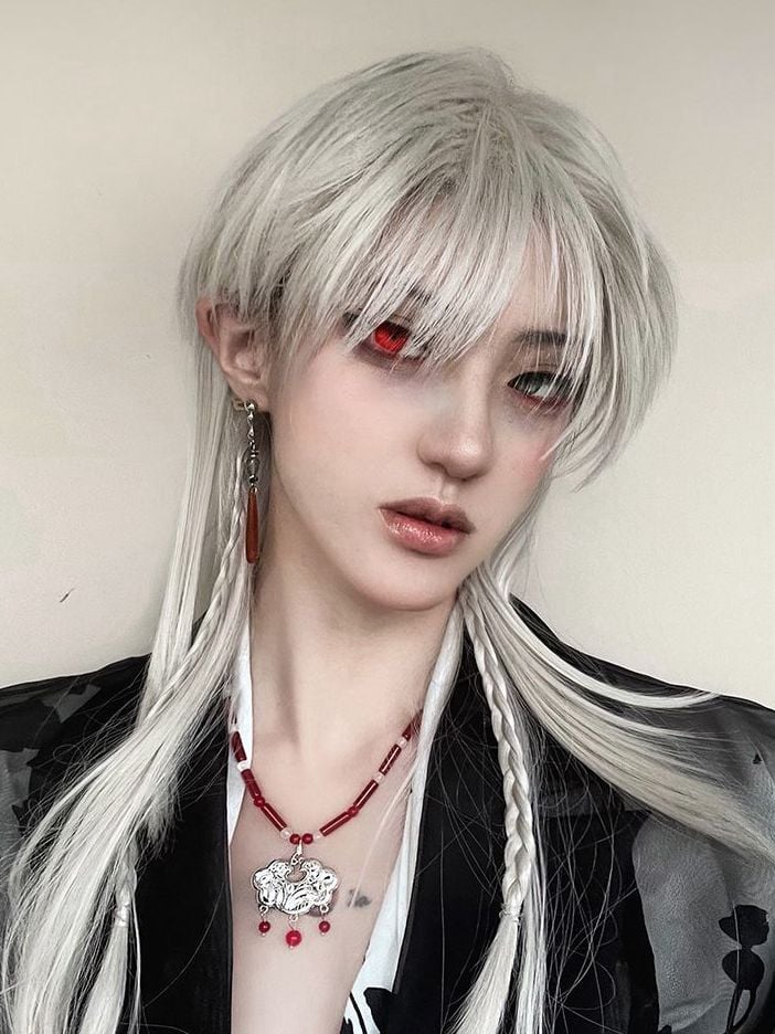 Kingslayer Silver White Boy Style Wig