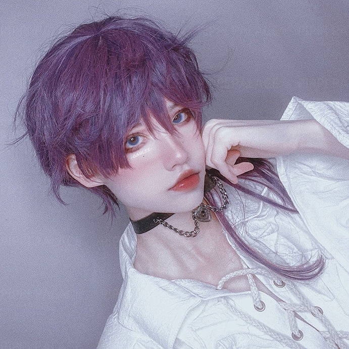 In Stock Female/Male Version Ombre Purple Wig