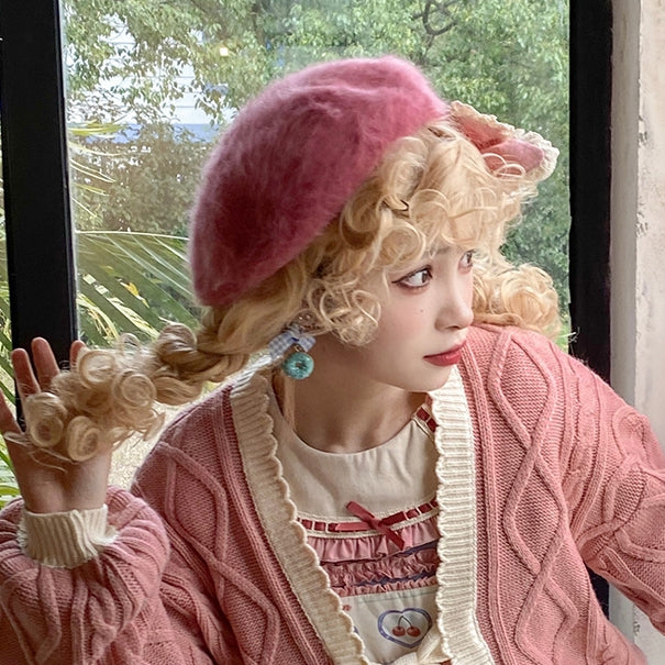 In Stock 4 Colors Shoulder Length Dolls Wool Curly Wig