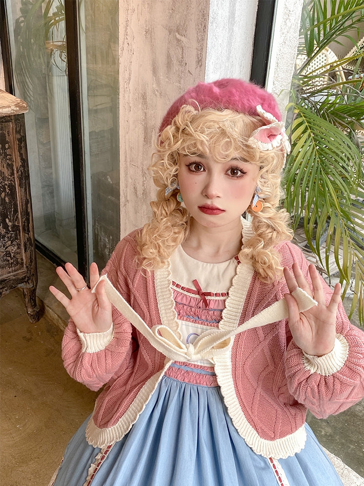 In Stock 4 Colors Shoulder Length Dolls Wool Curly Wig