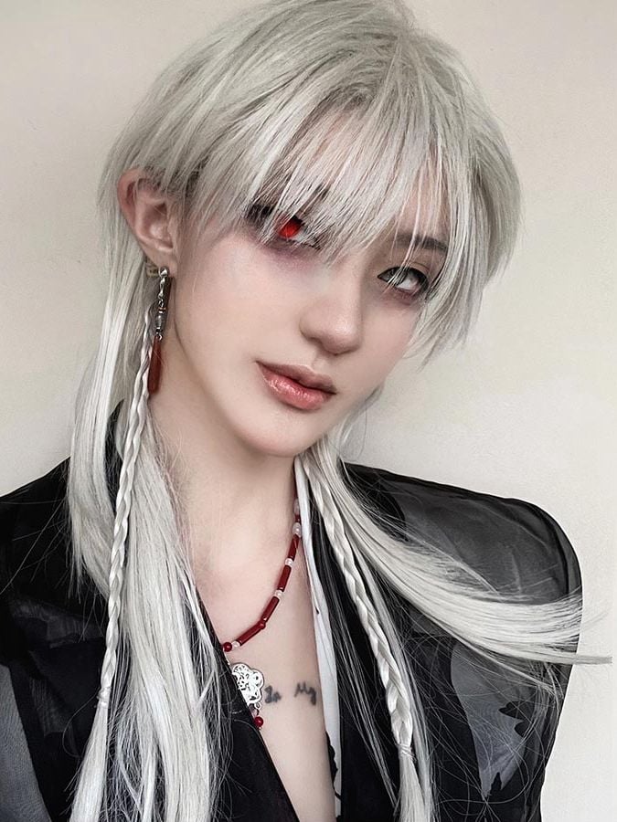 Kingslayer Silver White Boy Style Wig