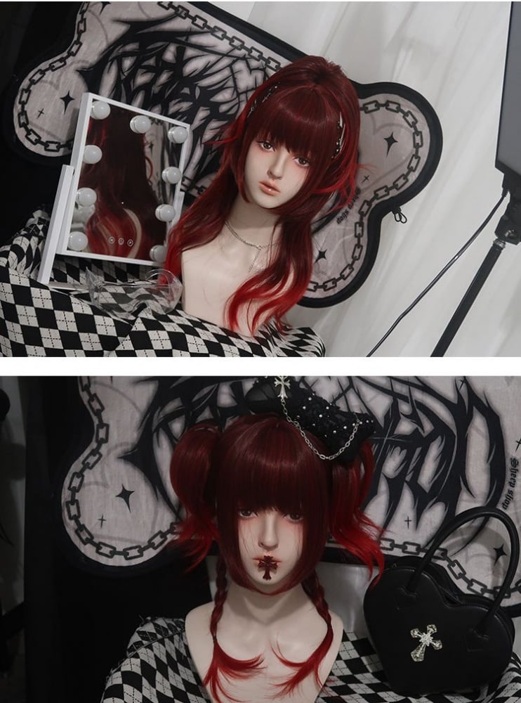 Miss Evil Red and Black Ombre Hair Color Wavy Synthetic Wig