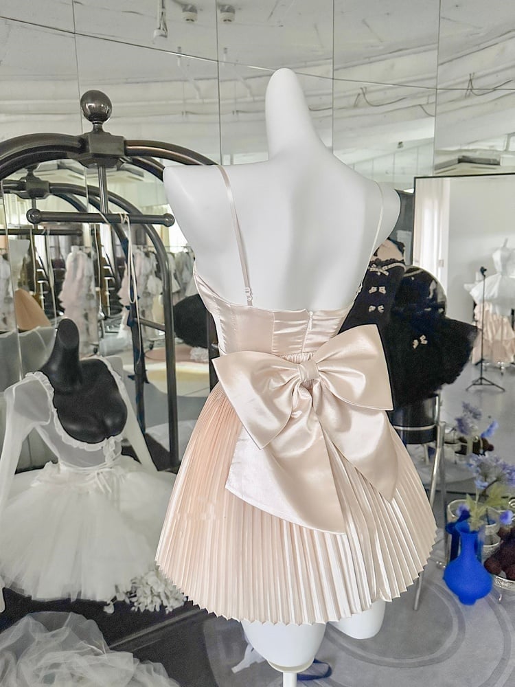 Platinum Satin Balletcore Pleated Jumper Skirt