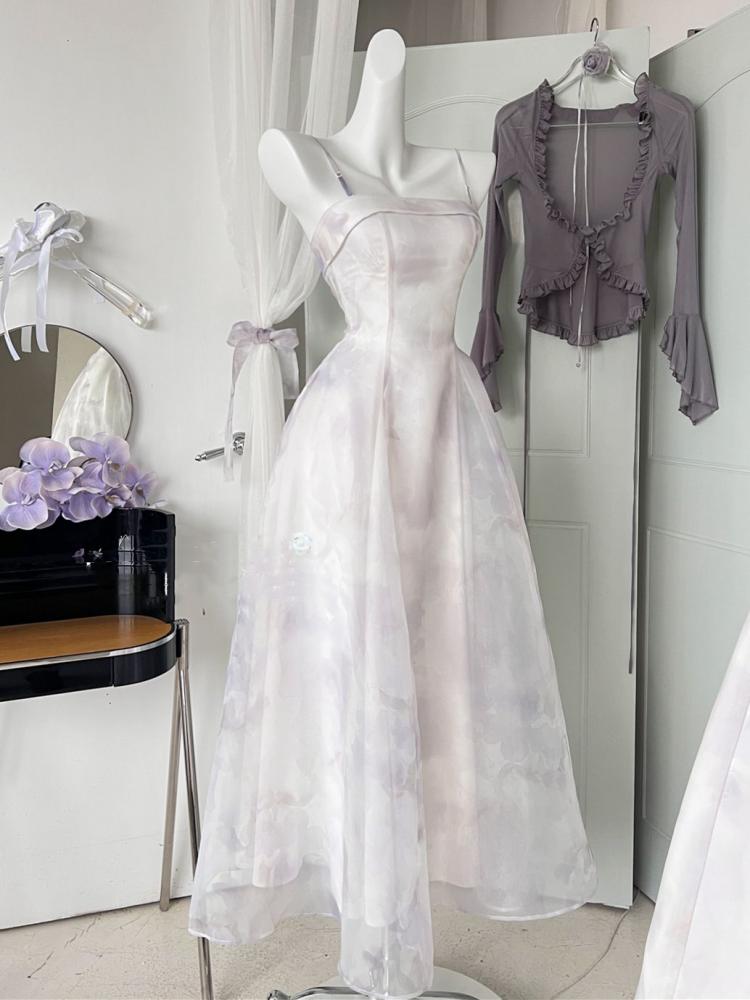 Light Purple Lace-up Detail Strapless Jumper Skirt