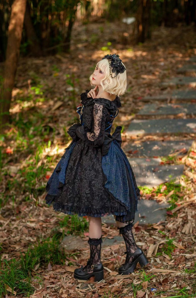 Singer Sweetheart Neckline Natural Waist Tiered Skirt and Ruffle Trim Jumper Skirt/JSK+ Train Set