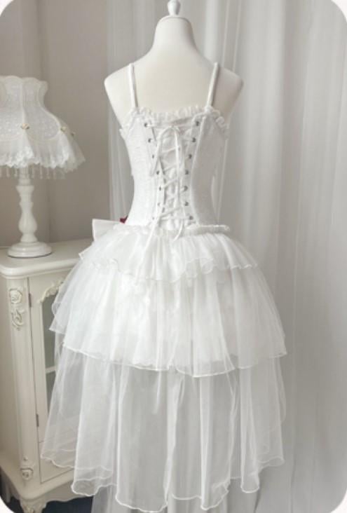 Little Rose Kuro and Shiro Style Sweetheart Neckline High Waist Jumper Skirt