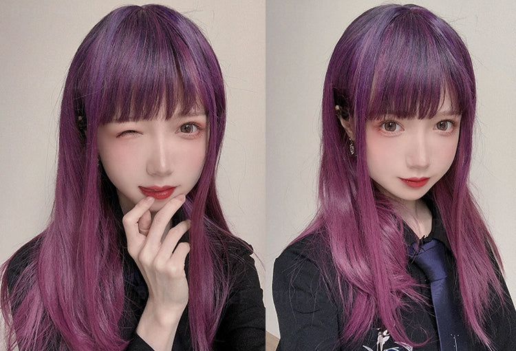 In Stock Female/Male Version Ombre Purple Wig