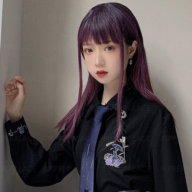 In Stock Female/Male Version Ombre Purple Wig