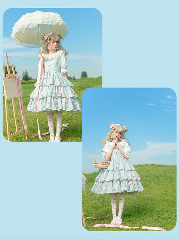 In Stock Girl's Love Letter Print Tiered Flounce Hem Lolita JSK