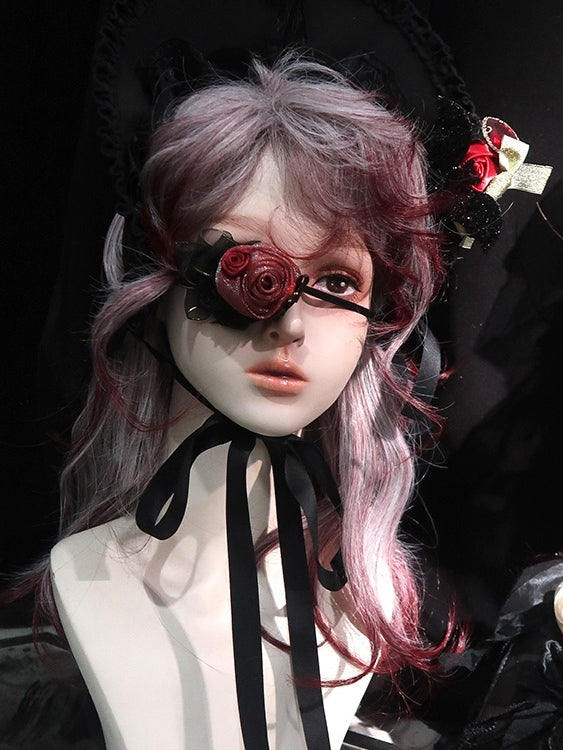 White and Wine Red Ombre Hair Color Long Wavy Synthetic Wig