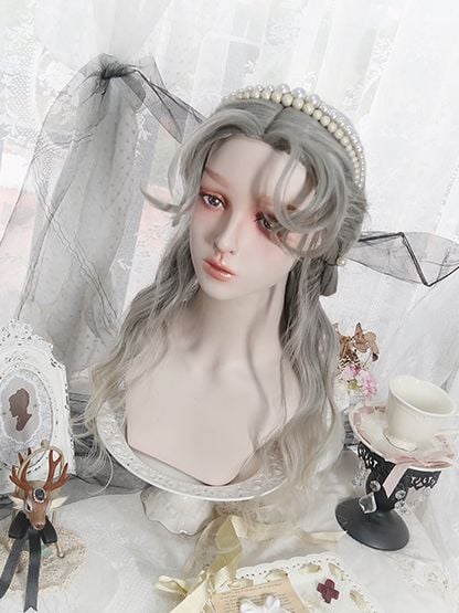Gray Ombre Hair Color Long Wavy Synthetic Wig
