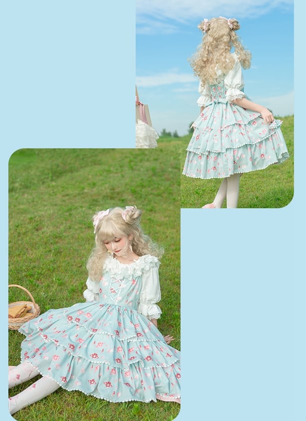 In Stock Girl's Love Letter Print Tiered Flounce Hem Lolita JSK