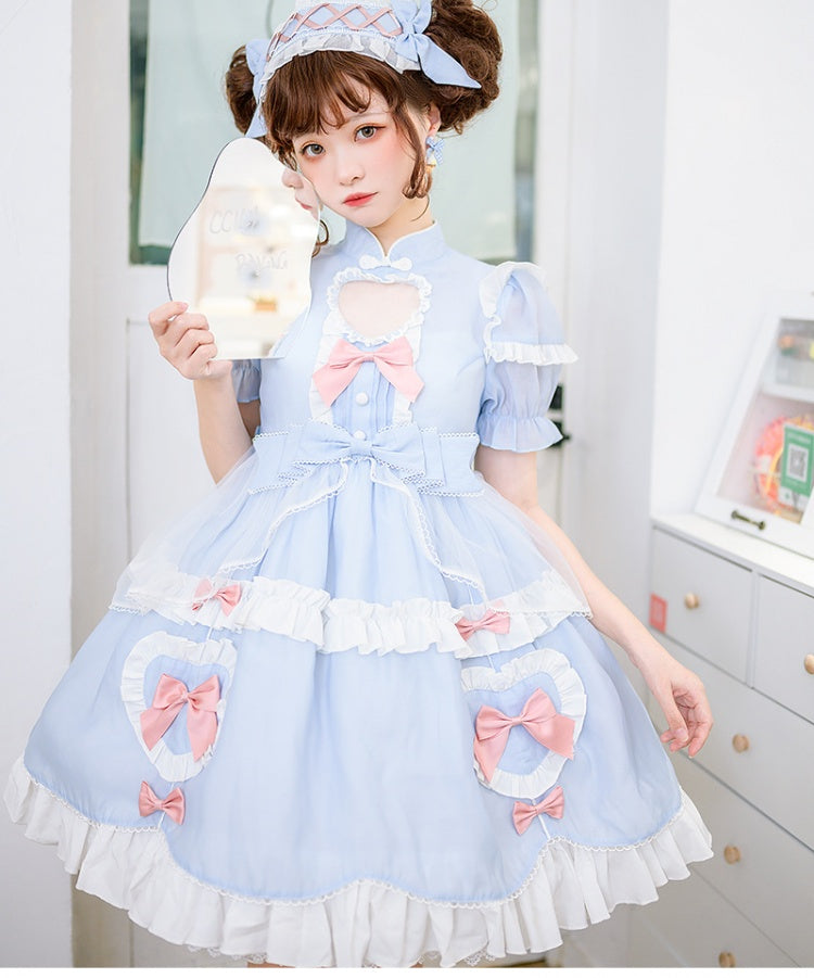 Front view of blue dress