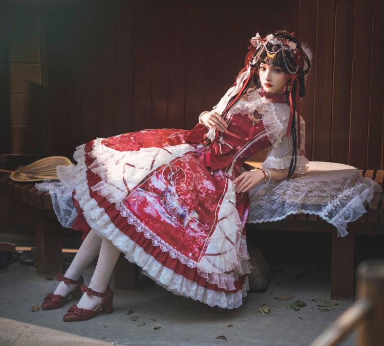 In Stock The Nine-Colored Deer Red Qi Lolita Dress Full Set
