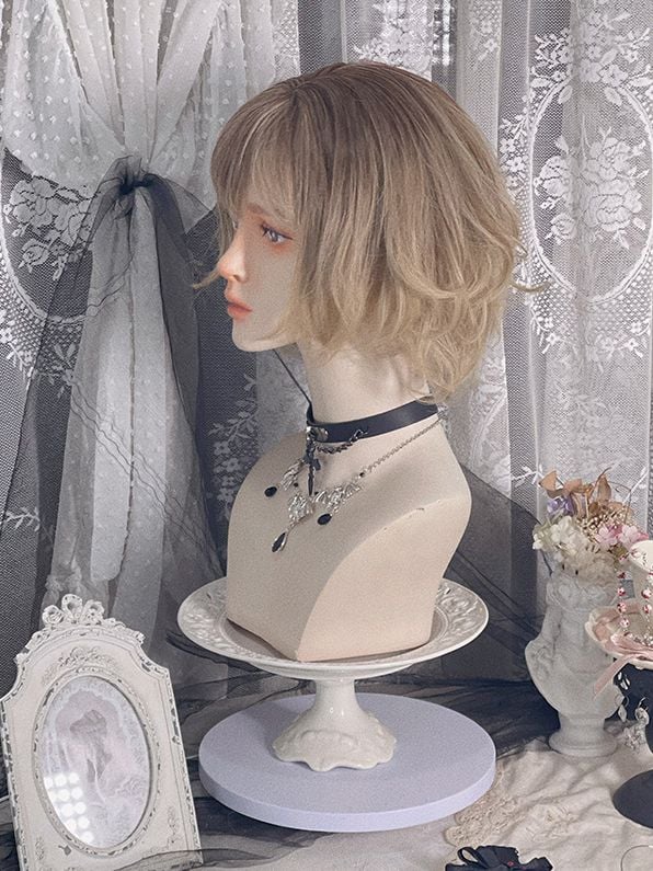 Light Brown Curly Ouji Short Wig