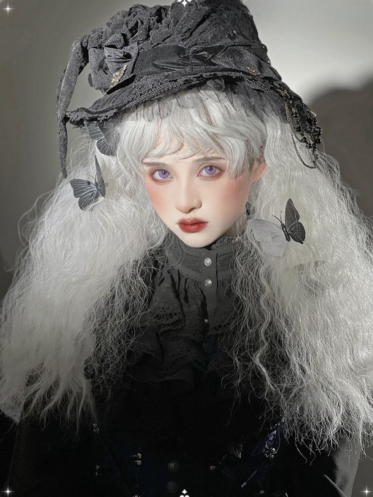 Silver-Gray Long Curly Synthetic Wig