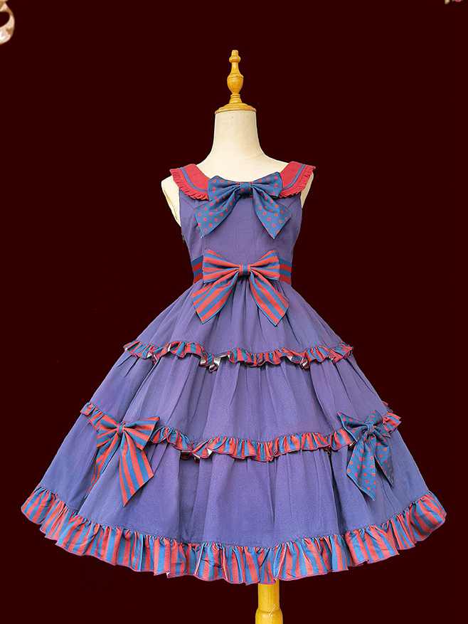 Little Sweetie Peter Pan Collar Natural Waist Tiered Skirt and Ruffle Trim Jumper Skirt