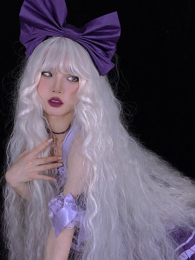 In Stock 120cm Moonlight White Curly Wig