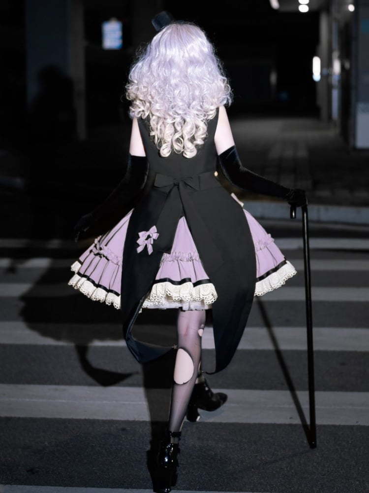 Poker Decorated Vest+Jumper Skirt+Tie Set