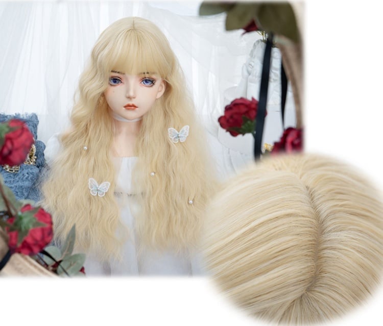Light Blonde Waist Length Long Wavy Synthetic Wig