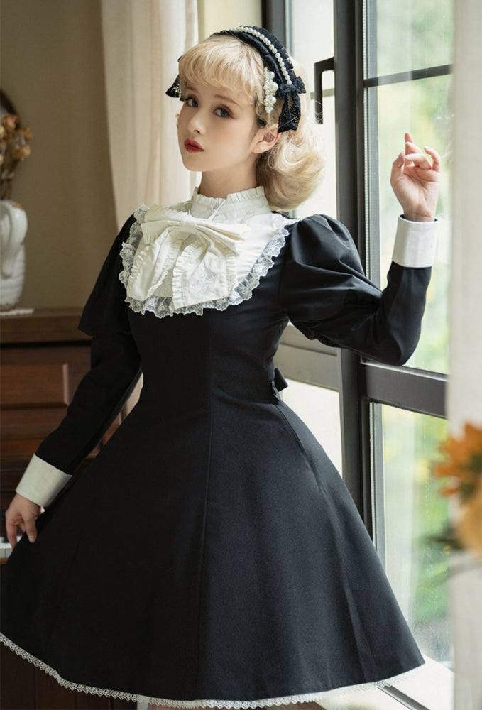 White and Black Banded Collar One Piece Long Sleeves