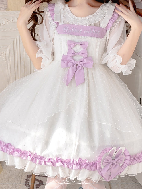 Mist Carol Ruffle Neckline Empire Waist Bowknot Details Jumper Skirt
