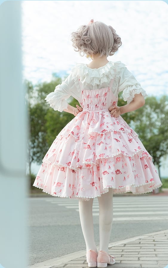 In Stock Girl's Love Letter Print Tiered Flounce Hem Lolita JSK