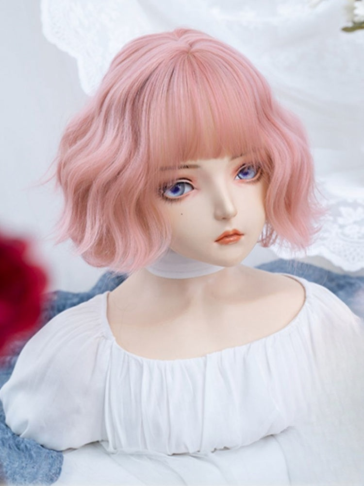 Pink Wavy Bob Synthetic Wig