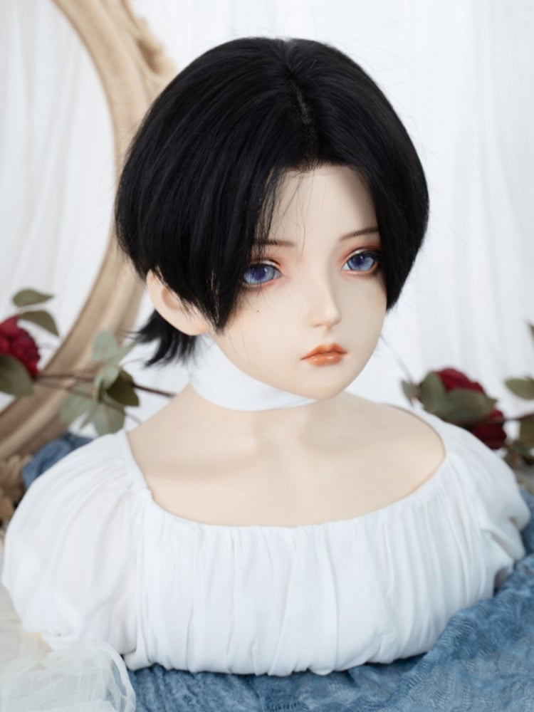 Natural Black Short Realistic Parting Boy Style Wig