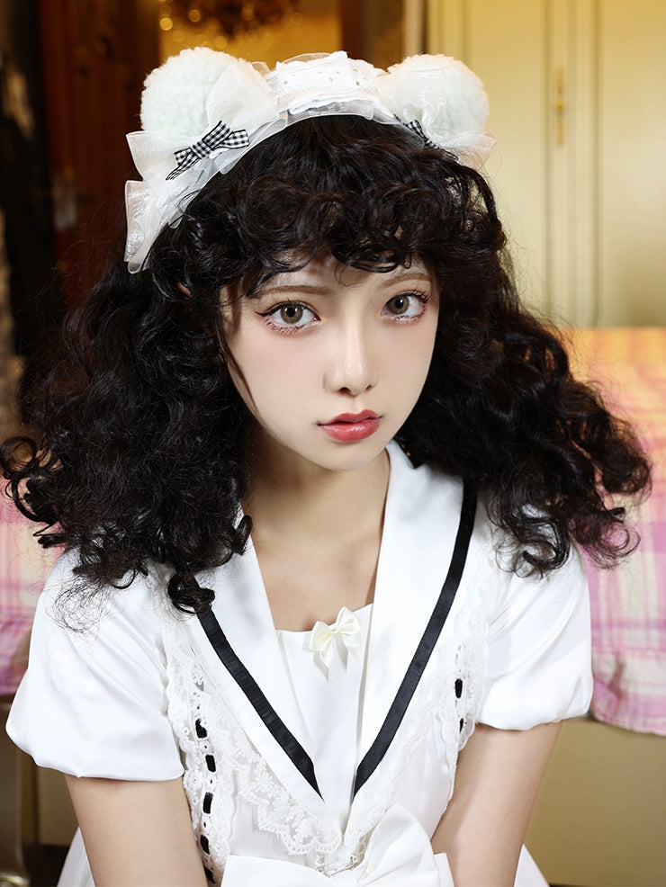 In Stock 4 Colors Shoulder Length Dolls Wool Curly Wig