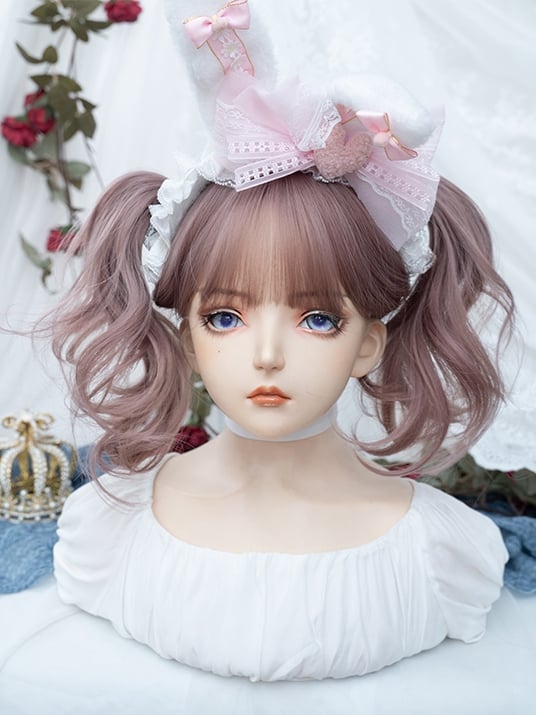 Purple Long Wavy Synthetic Wig with Air Bangs