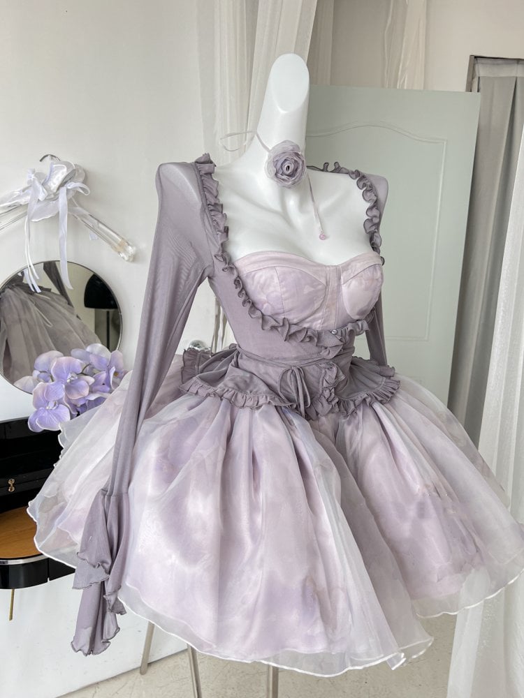 Iris Purple Basque Waist Strapless Ballet Dress
