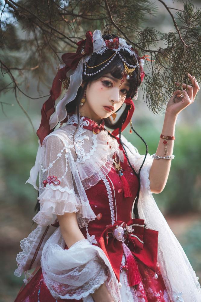 In Stock The Nine-Colored Deer Red Qi Lolita Dress Full Set