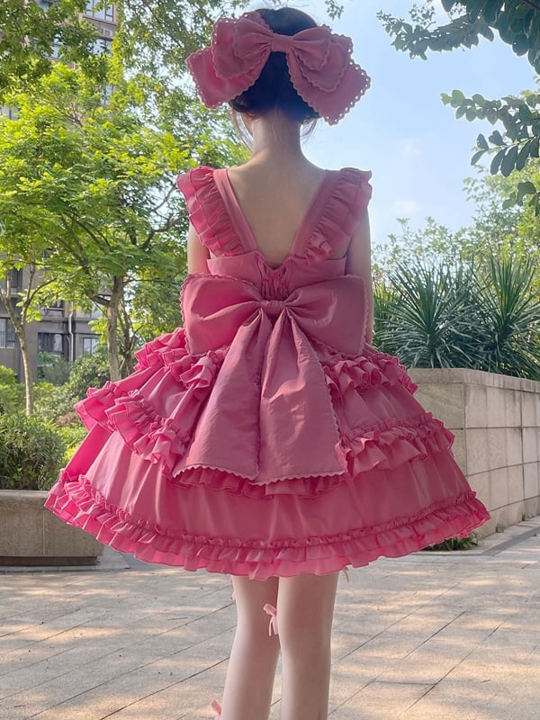 7 Color Options Lace-up Detail Sweetheart Neckline Ruffle Trim Hem Jumper Skirt