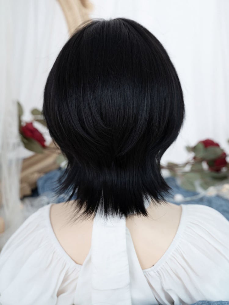 Natural Black Short Realistic Parting Boy Style Wig