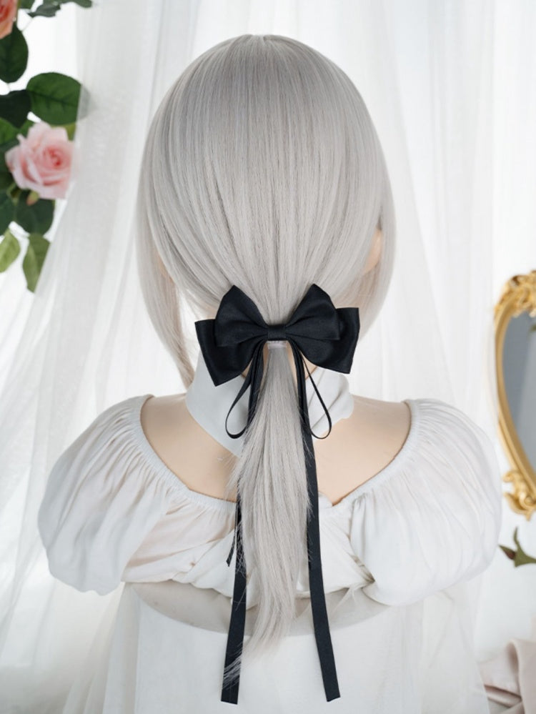 Silver Shoulder Length Layered Cut Synthetic Straight Wig