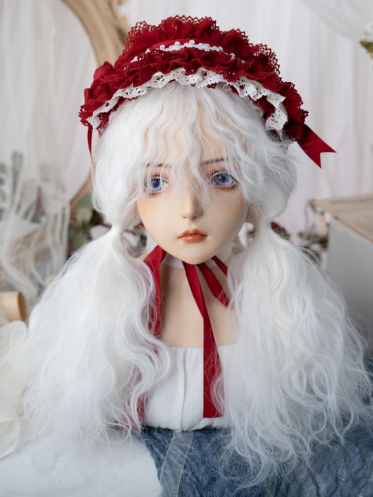 White Medium Length Synthetic Curly Wig