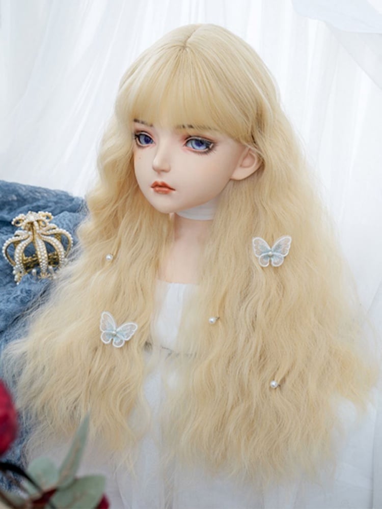 Light Blonde Waist Length Long Wavy Synthetic Wig