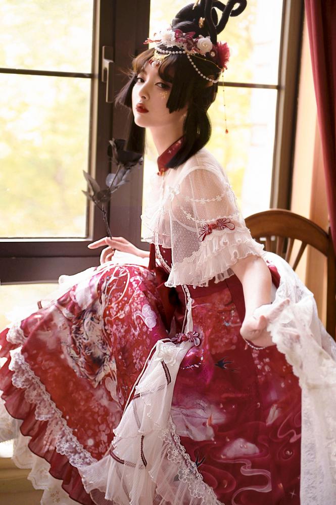 In Stock The Nine-Colored Deer Red Qi Lolita Dress Full Set