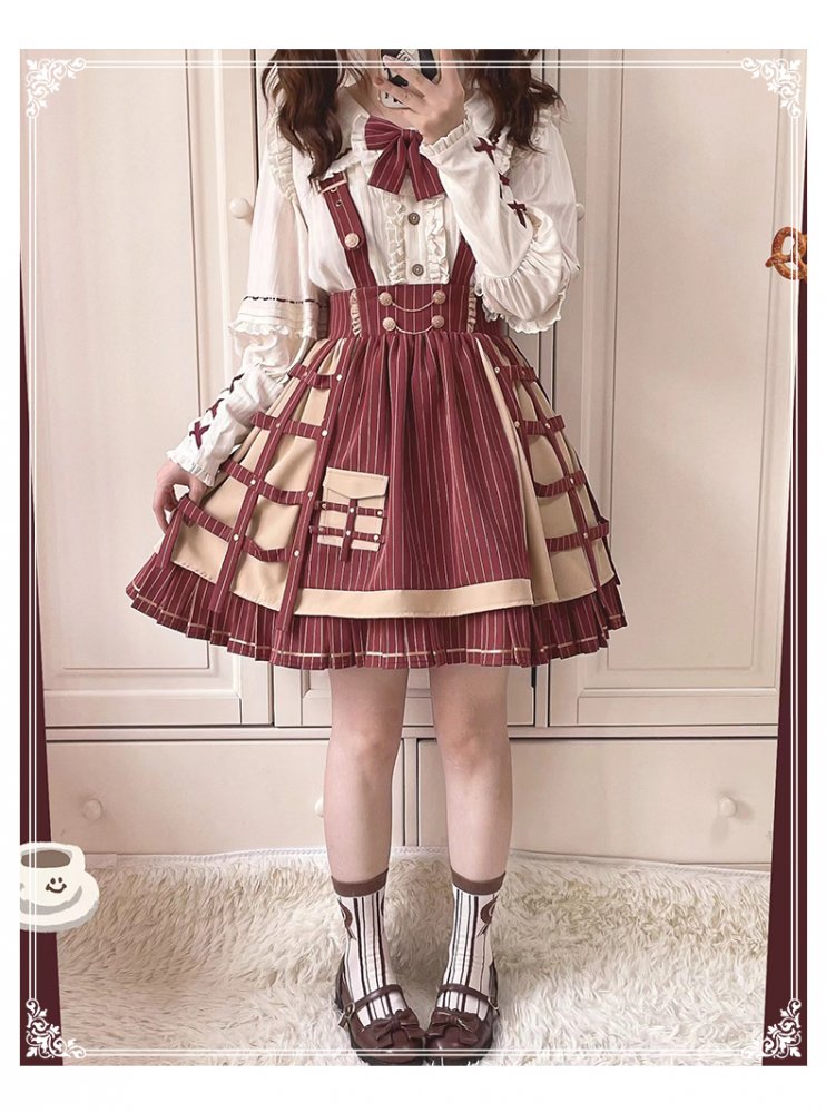 Little Detective Striped Pattern Birdcage Design Overalls