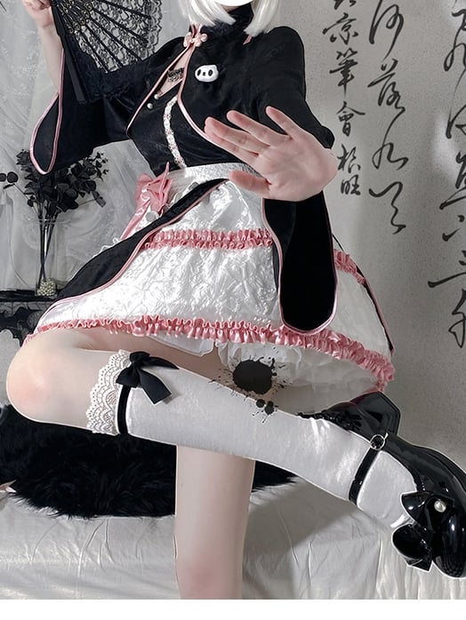 Pink Qi Style Jumper Skirt +Bolero+Apron Full Set