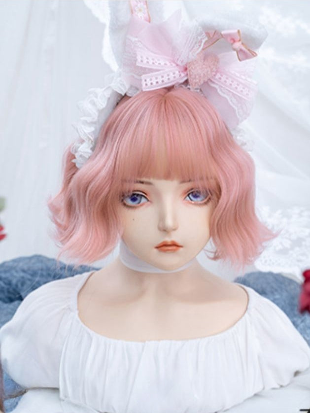 Pink Wavy Bob Synthetic Wig