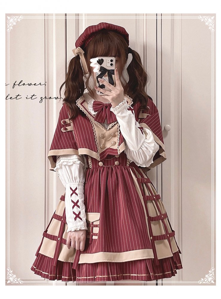 Little Detective Striped Pattern Birdcage Design Overalls