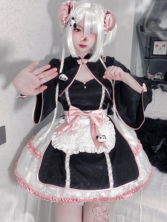 Pink Qi Style Jumper Skirt +Bolero+Apron Full Set