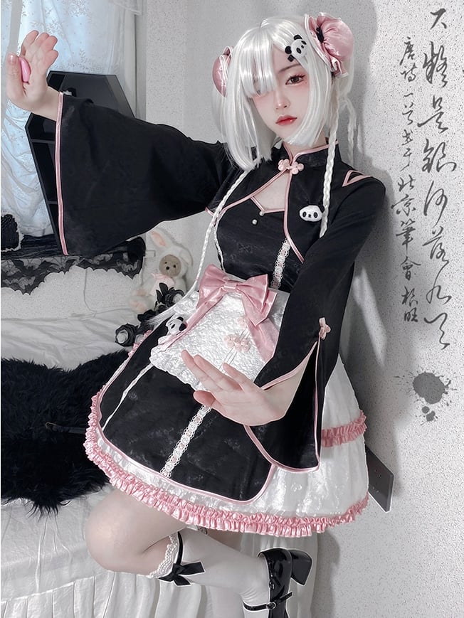 Pink Qi Style Jumper Skirt +Bolero+Apron Full Set