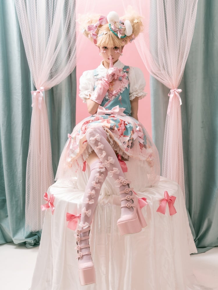 Green Bear Print Sweet Overalls