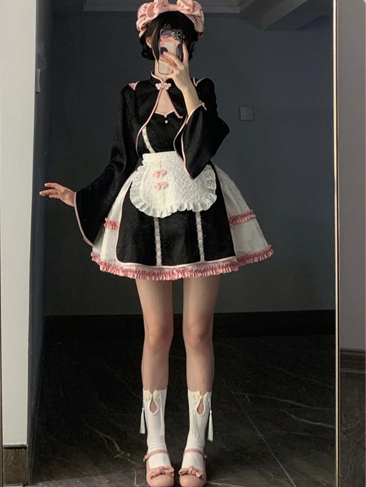 Pink Qi Style Jumper Skirt +Bolero+Apron Full Set